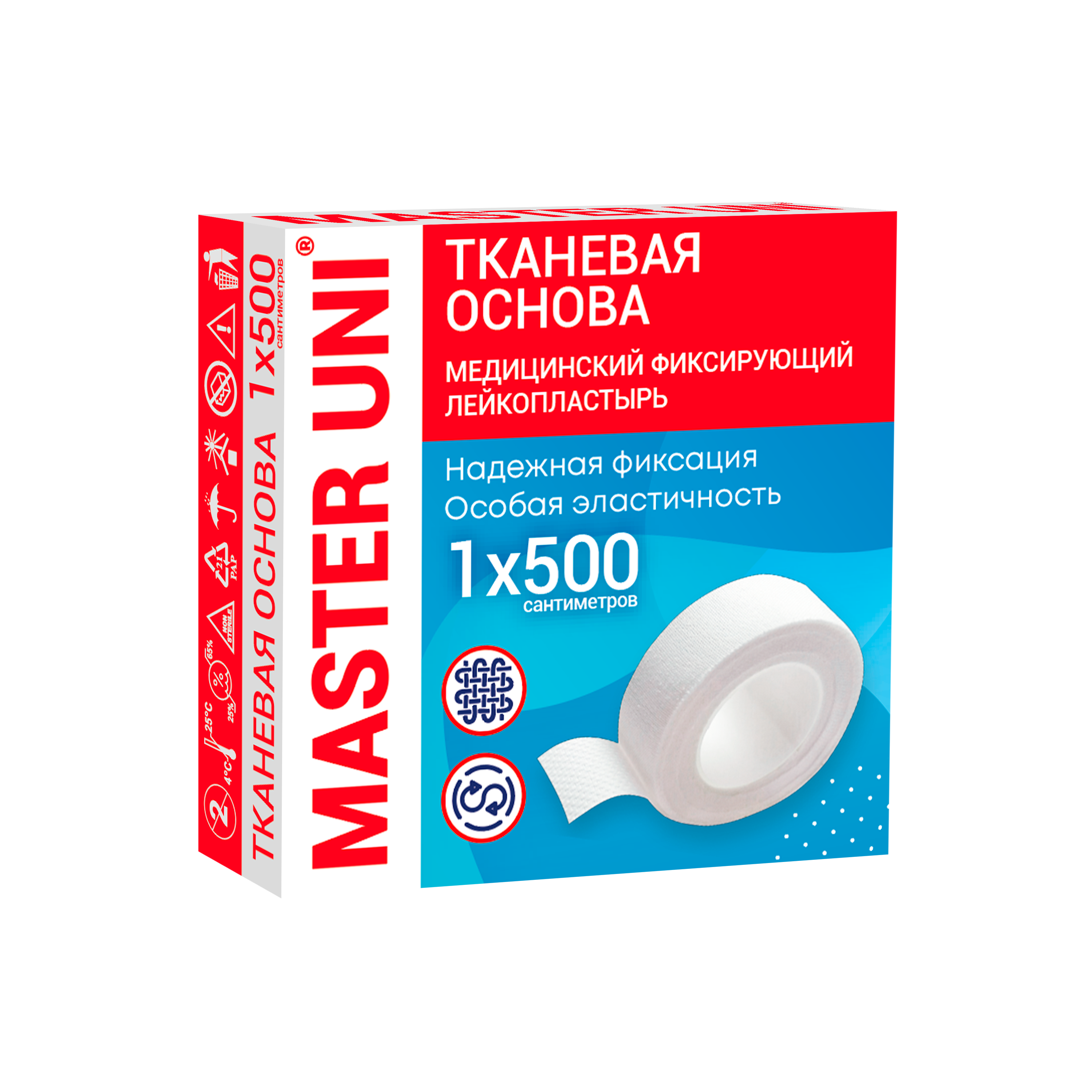 Пластырь катушка Мастер Юни ткан осн фиксир 1см х 500 см