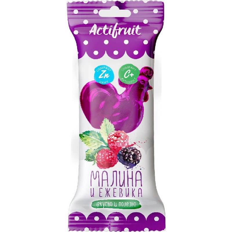 Актифрут карамель леденц 17г с цинком и вит. С Петушок малина и ежевика