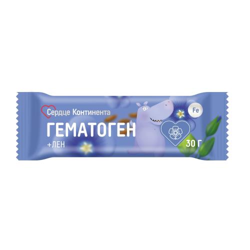 Гематоген Сердце Континента 30г д/детей с 3-х лет лен