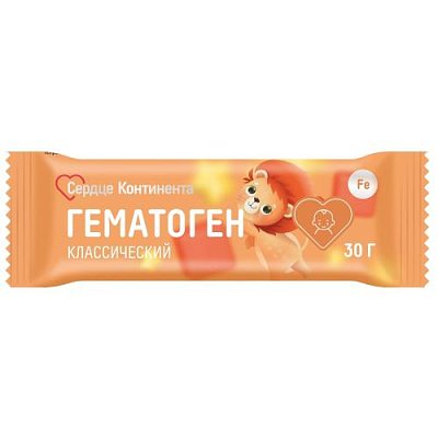 Гематоген Сердце Континента 30г классический д/детей с 3-х лет