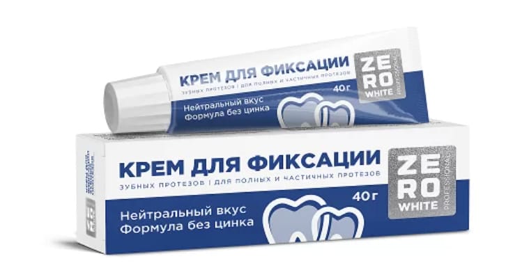 Зеро Вайт крем д/фикс з/протезов 40г экстра-сильный нейтральный