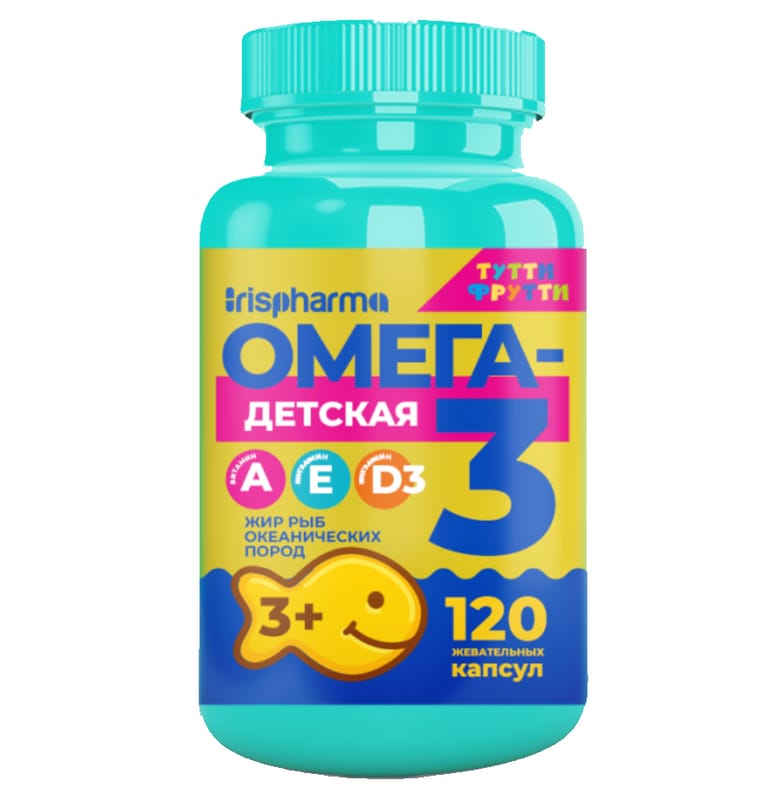 ИрисФарма Омега-3 дет. 3+ тутти-фрутти капс жев №120