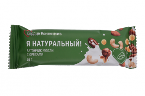 Сердце Континента батончик-мюсли 25г я натуральный ореховый микс